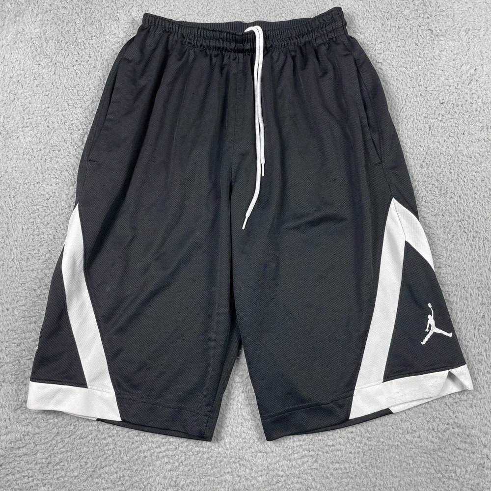 Jordan Basketball Shorts Mens Small Black White Triangle Mesh Jumpman 724828-013
